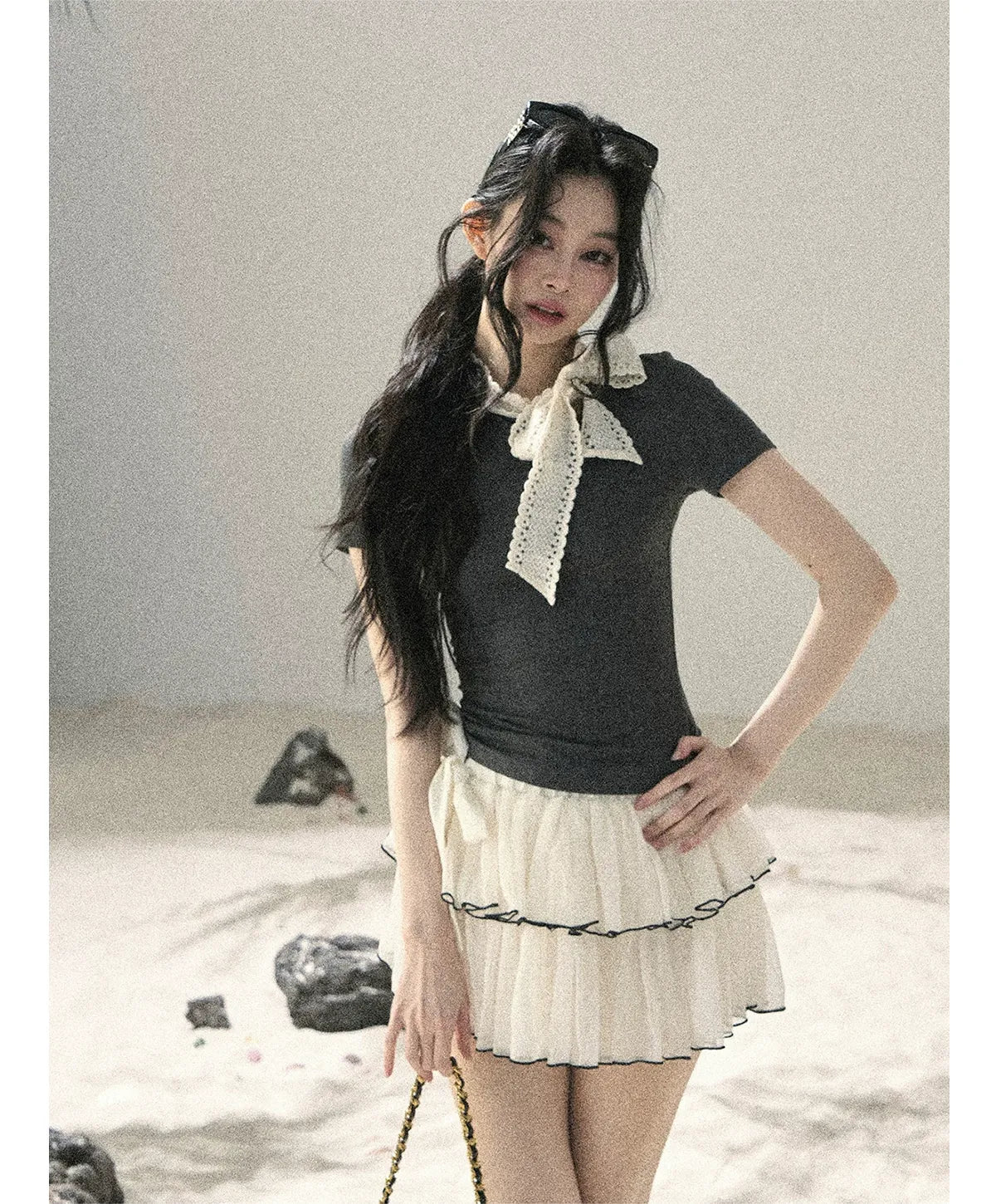 Grey Bow Short T-Shirt