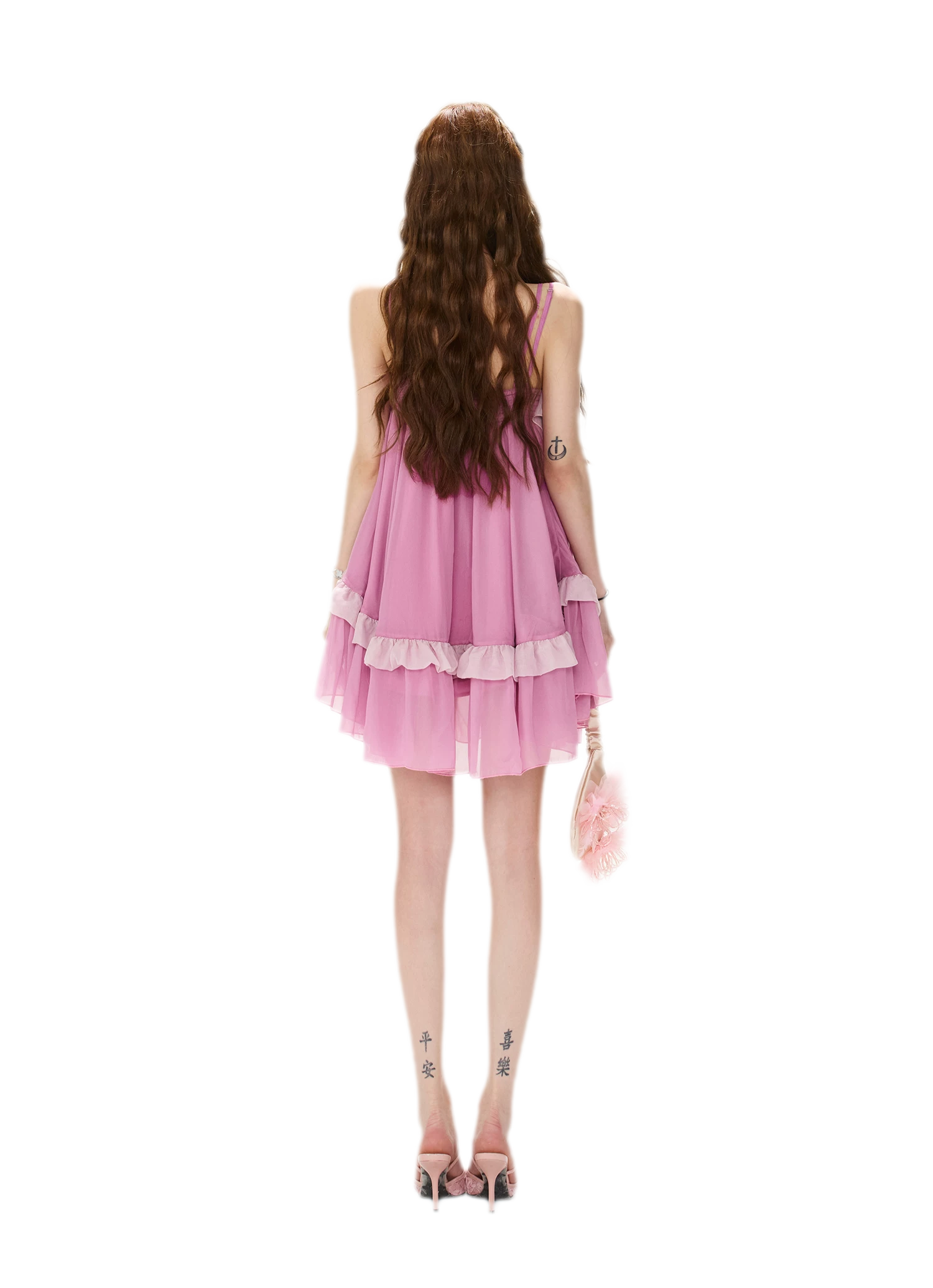 CYNR Romantic Contrast Chiffon Dress – view 13