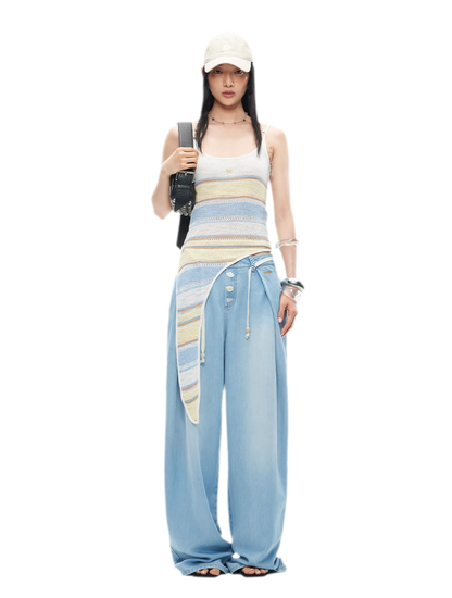 Tencel Denim Loose Wide-Leg Pants
