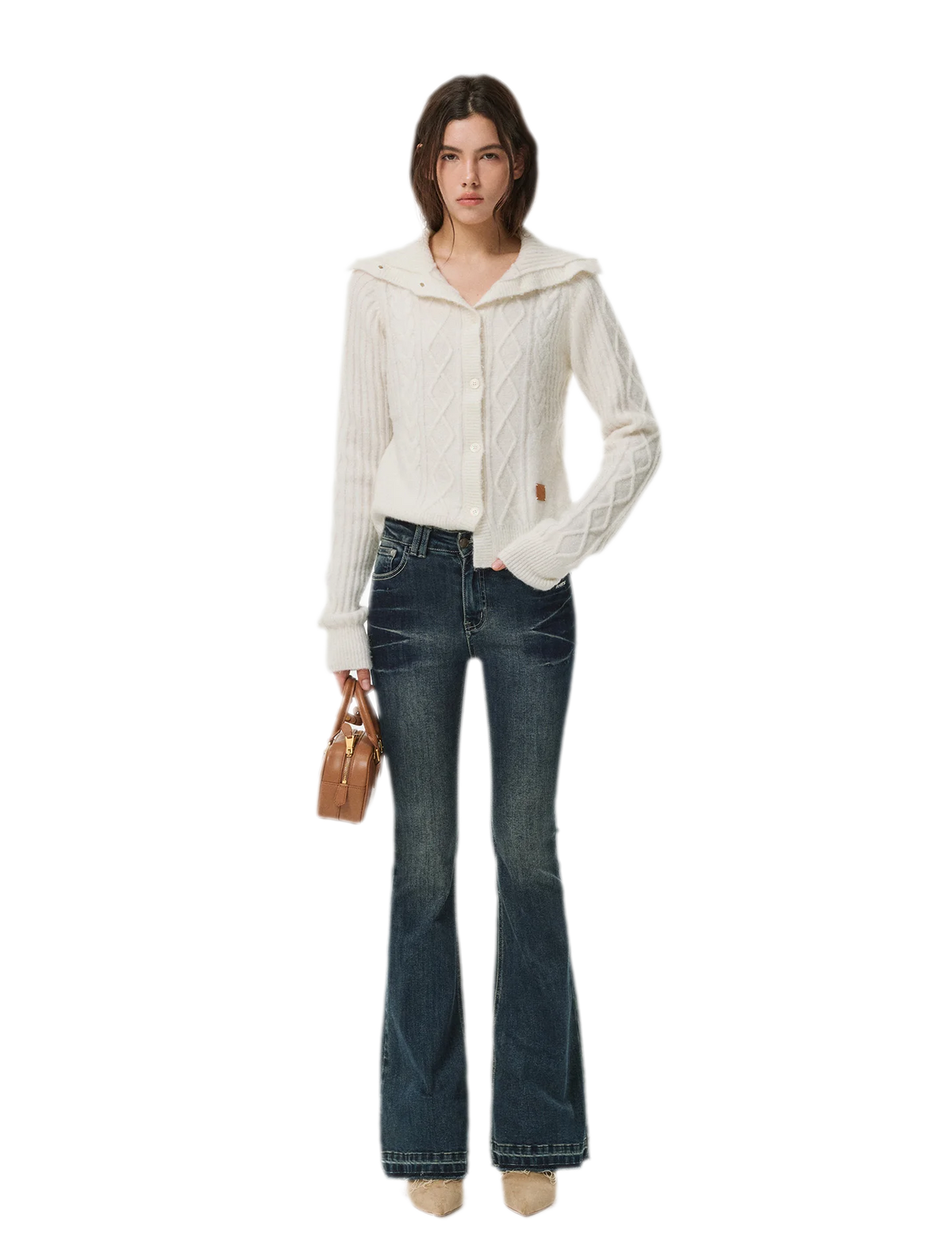 Taillierter Cardigan aus Zopfmusterstrick