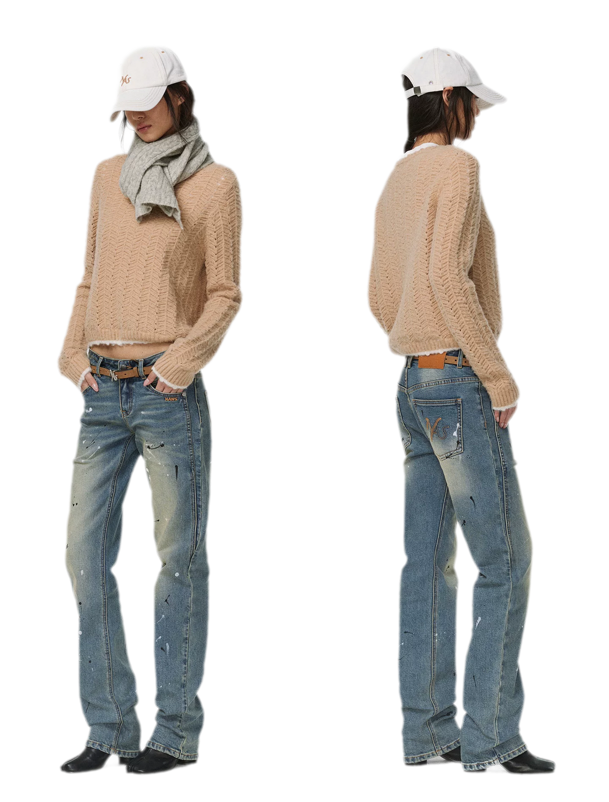 Gewaschene Distressed-Slim-Jeans