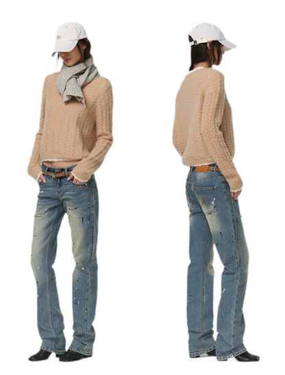 Gewaschene Distressed-Slim-Jeans
