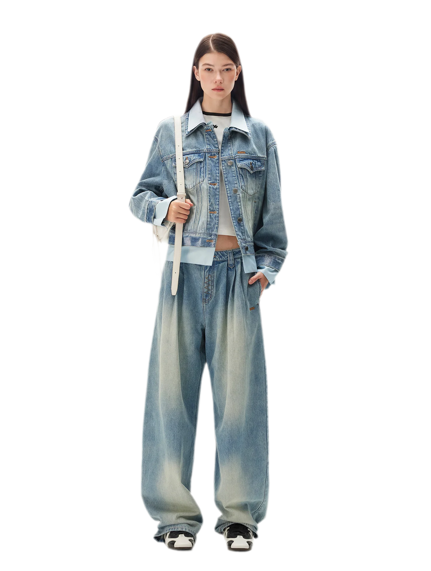 Washed Deconstructed Cropped Denim Jacket