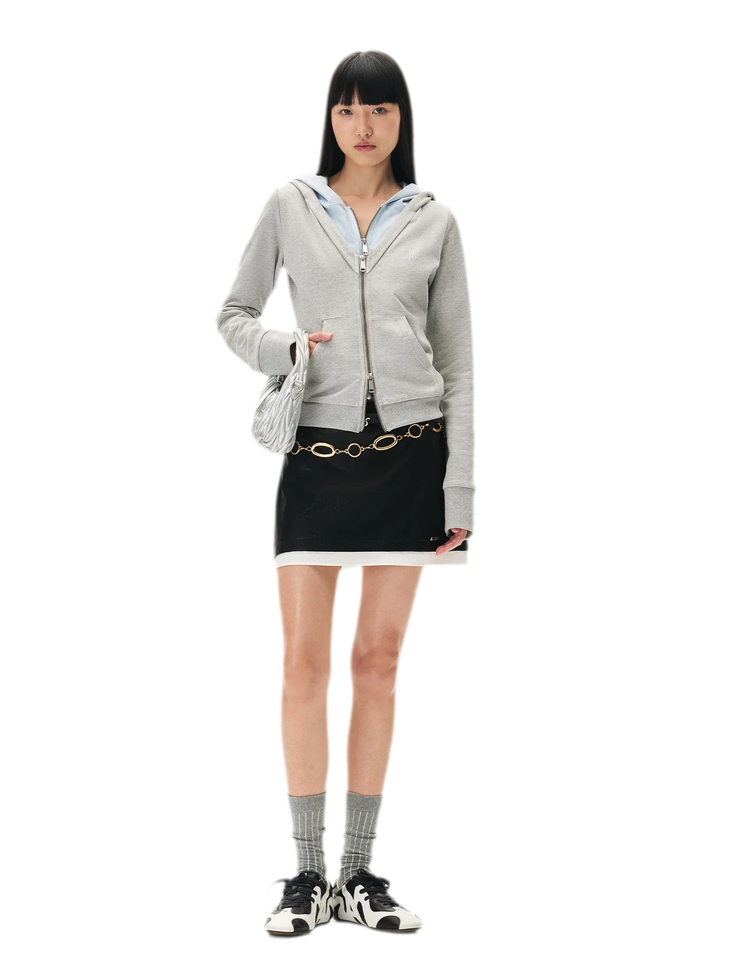 Paneled Faux-Two-Piece Hooded Sweatshirt