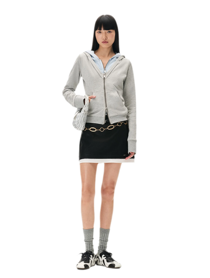 Paneled Faux-Two-Piece Hooded Sweatshirt