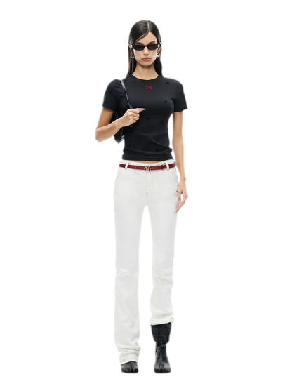 White Denim Jeans - Slim Fit Straight Leg