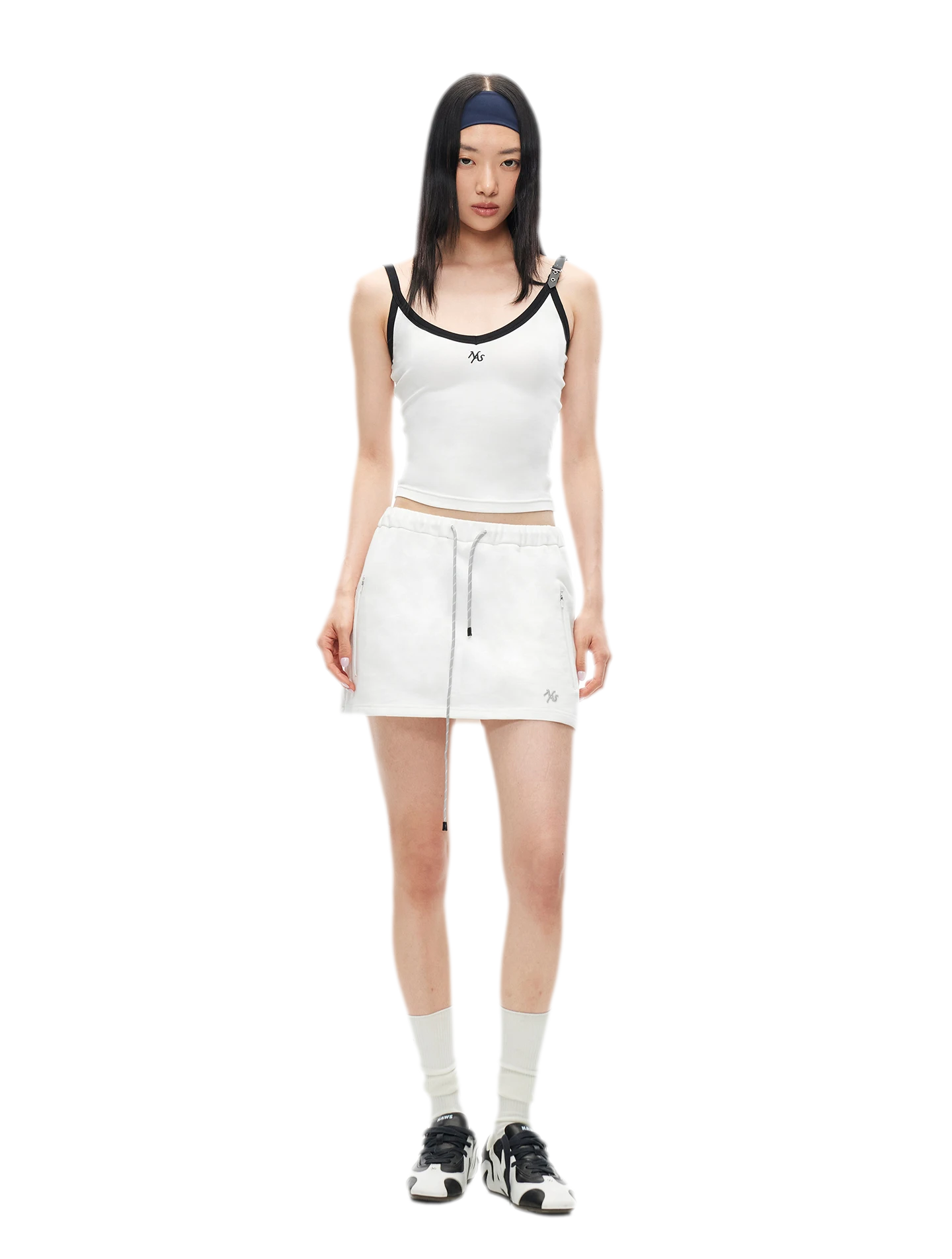 Monochrome Adjustable Leather Belt Tank Top