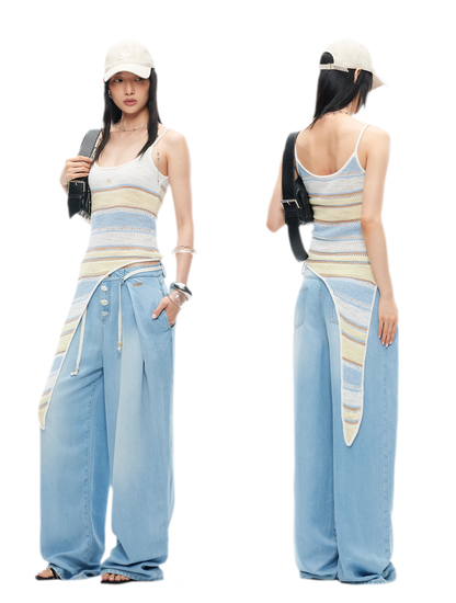 Tencel Denim Loose Wide-Leg Pants