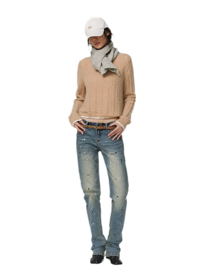 Gewaschene Distressed-Slim-Jeans