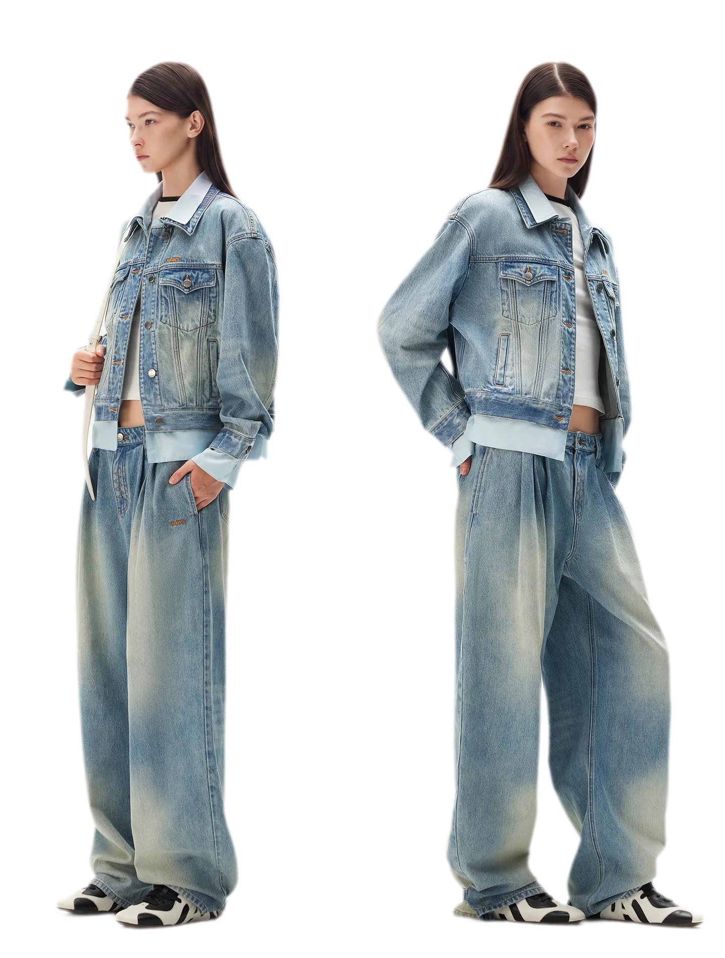 Washed Deconstructed Cropped Denim Jacket