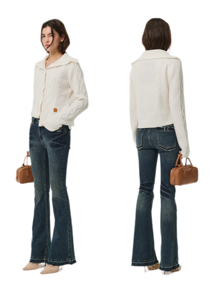 Taillierter Cardigan aus Zopfmusterstrick