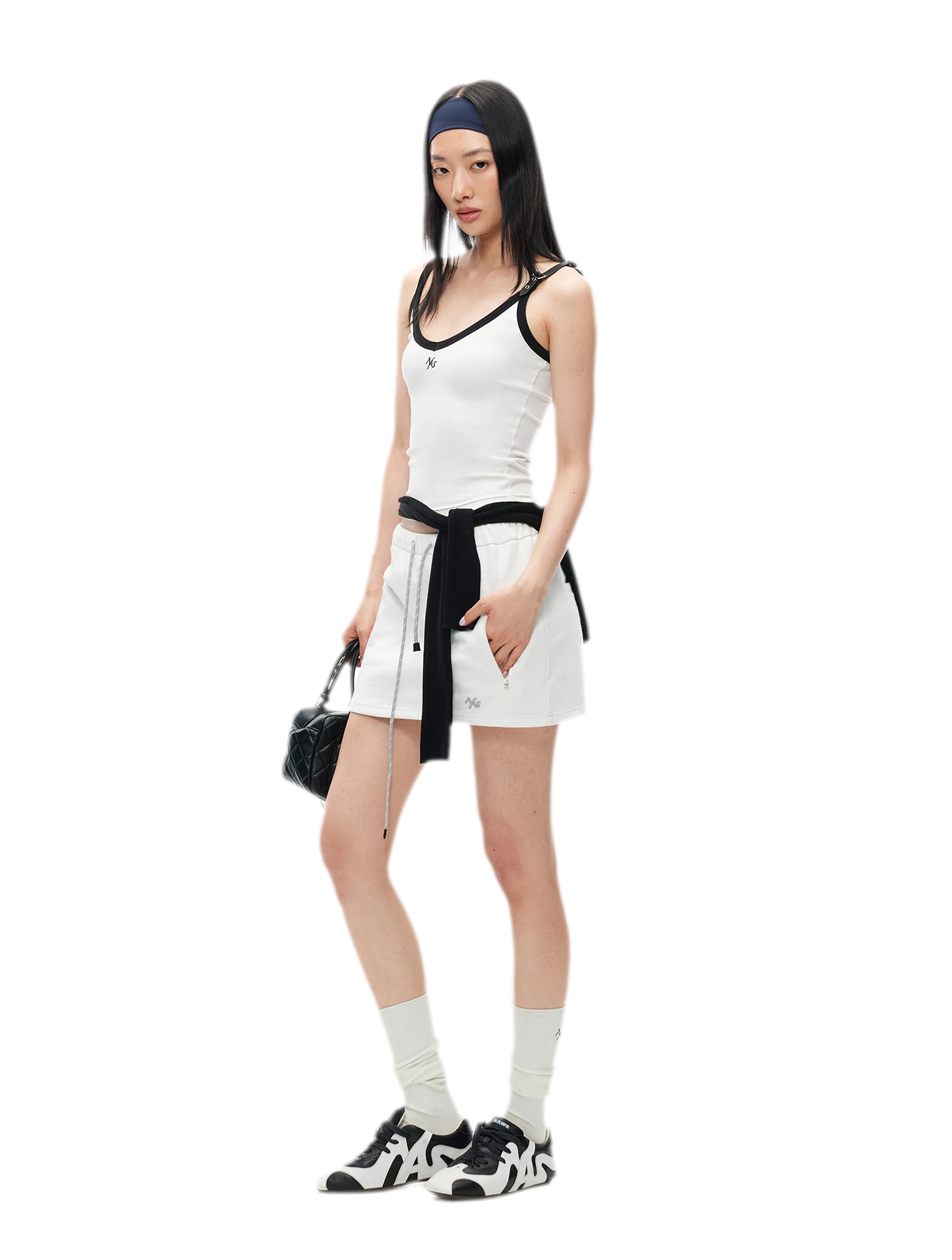 Monochrome Adjustable Leather Belt Tank Top