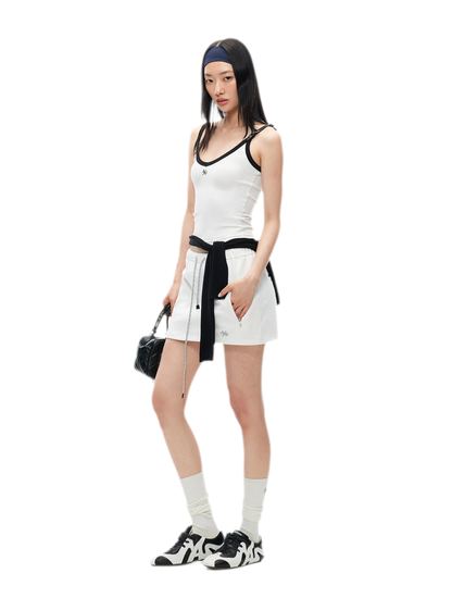 Monochrome Adjustable Leather Belt Tank Top