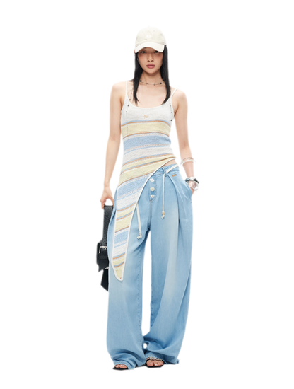 Tencel Denim Loose Wide-Leg Pants