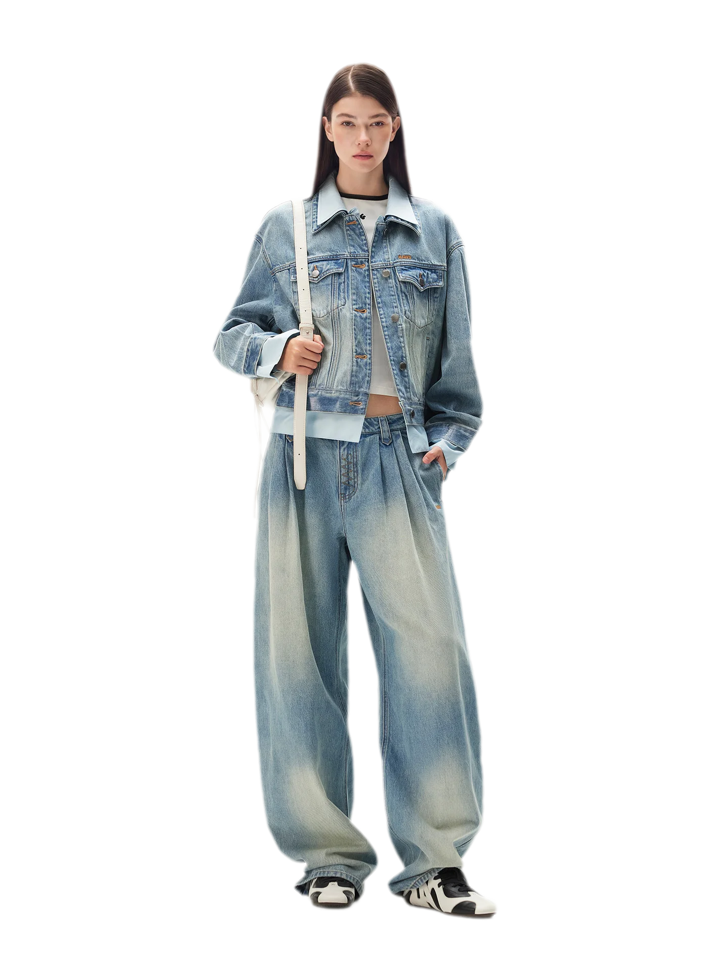Washed Deconstructed Cropped Denim Jacket