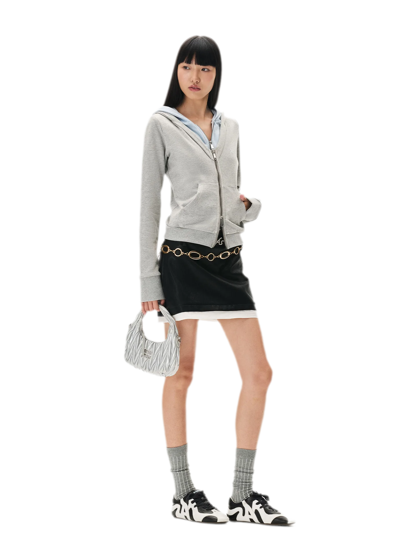 Paneled Faux-Two-Piece Hooded Sweatshirt