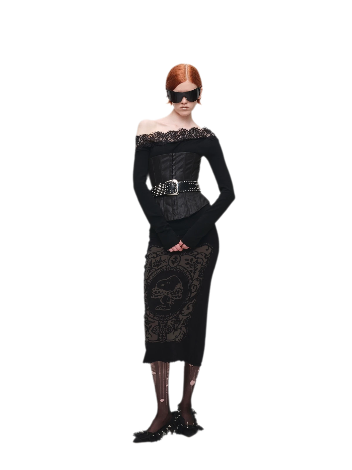 Burnout Graphic Midi Knit Skirt