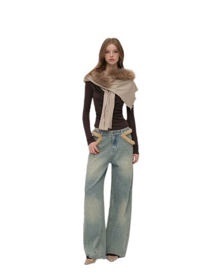 Vintage Washed Wide-Leg Jeans