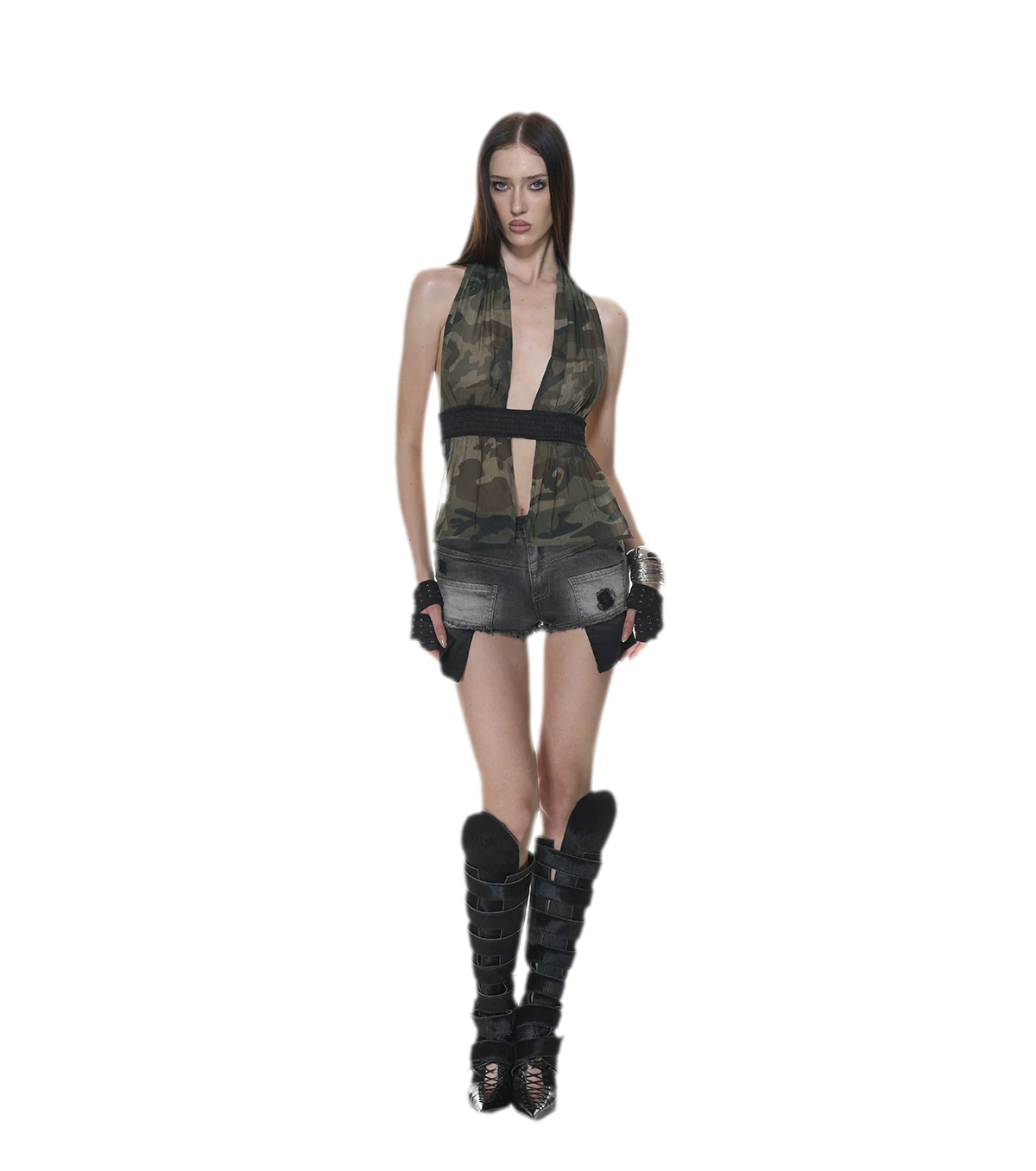 Mesh Halter Backless Top
