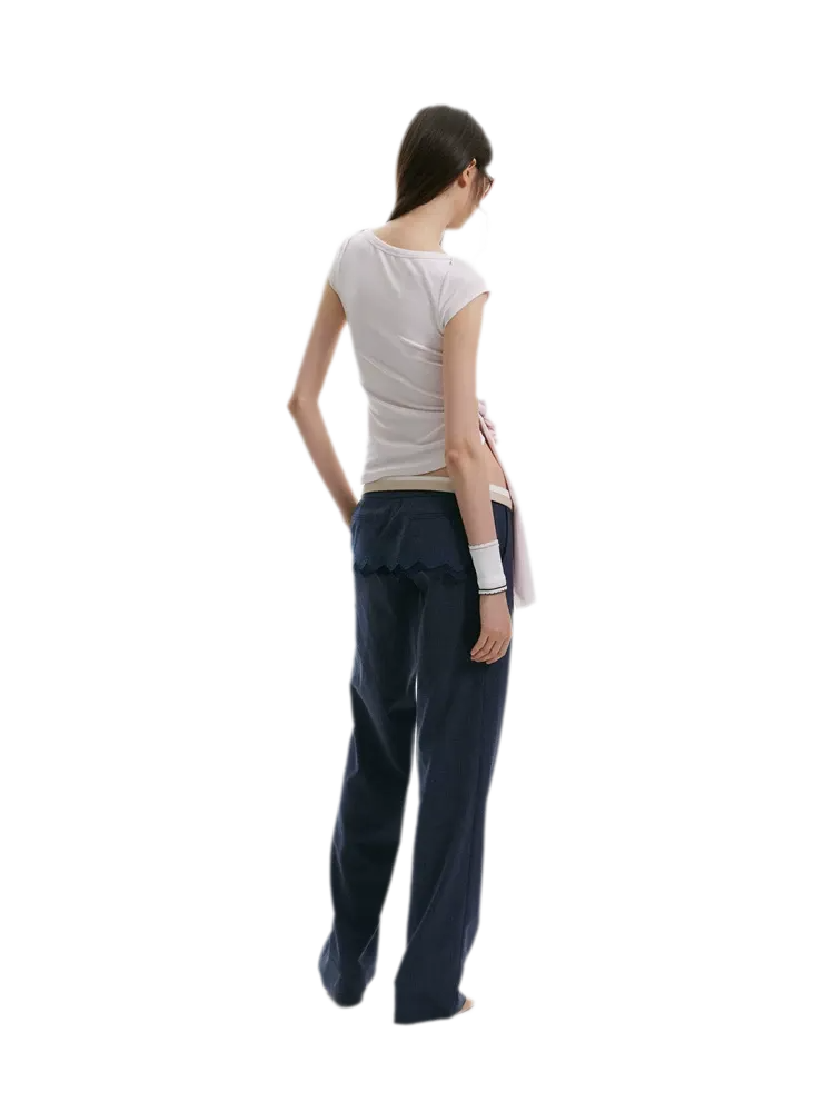 Asymmetric Flower Short Sleeve Top