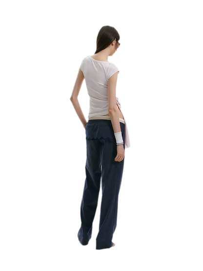 Asymmetric Flower Short Sleeve Top