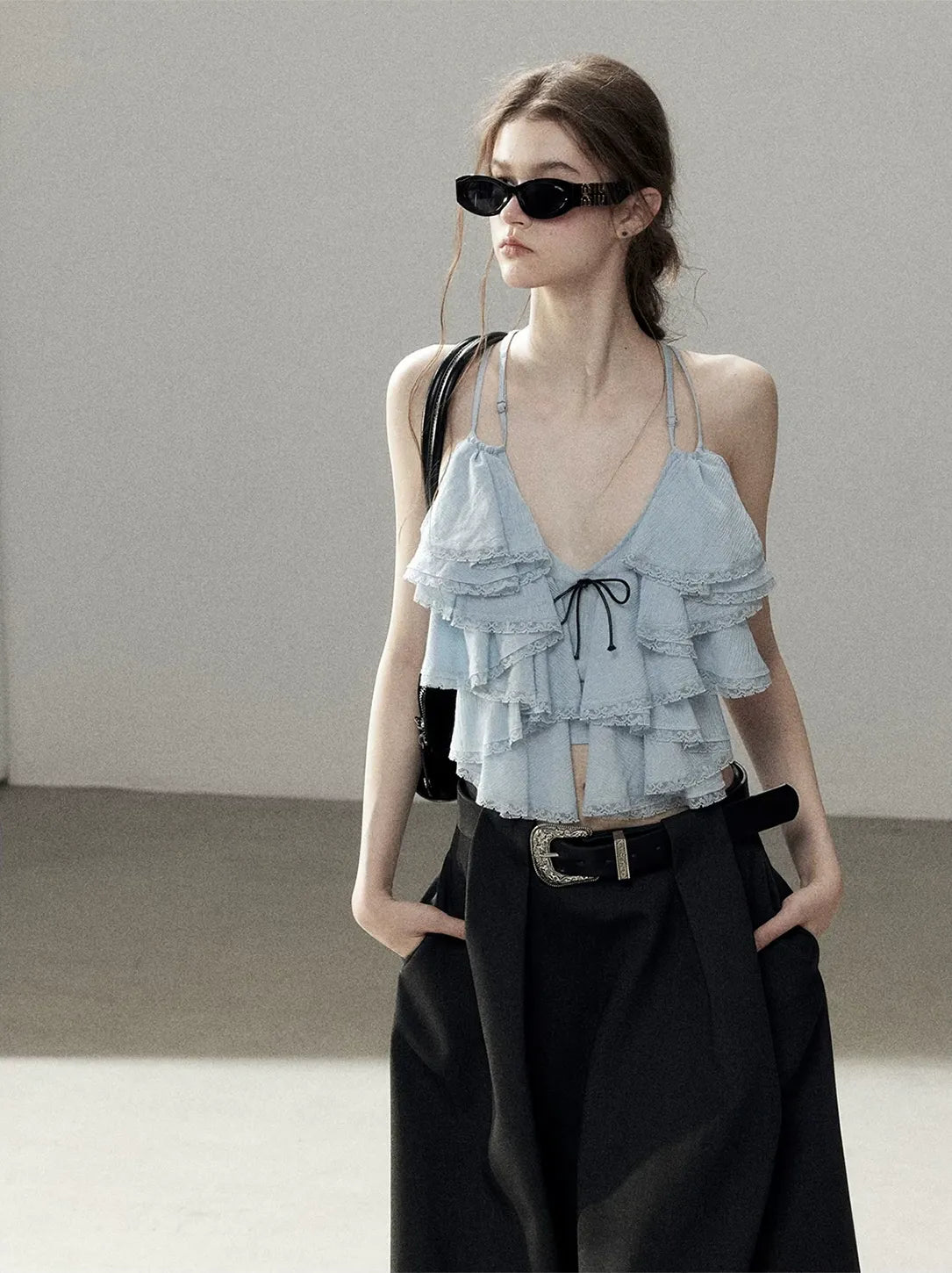 Pleated V-Neck Set