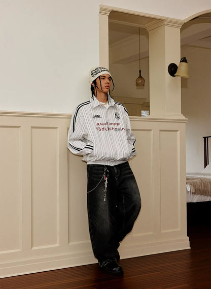 Fleece-Lined Baggy Stacked Jeans