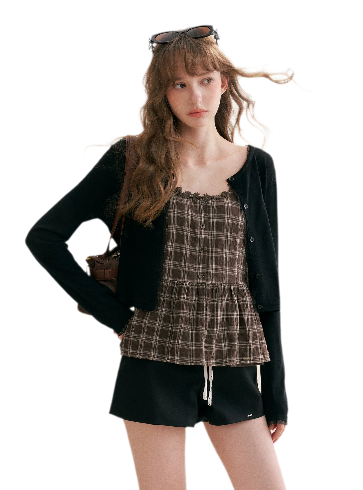 Textured Plaid Lace Top