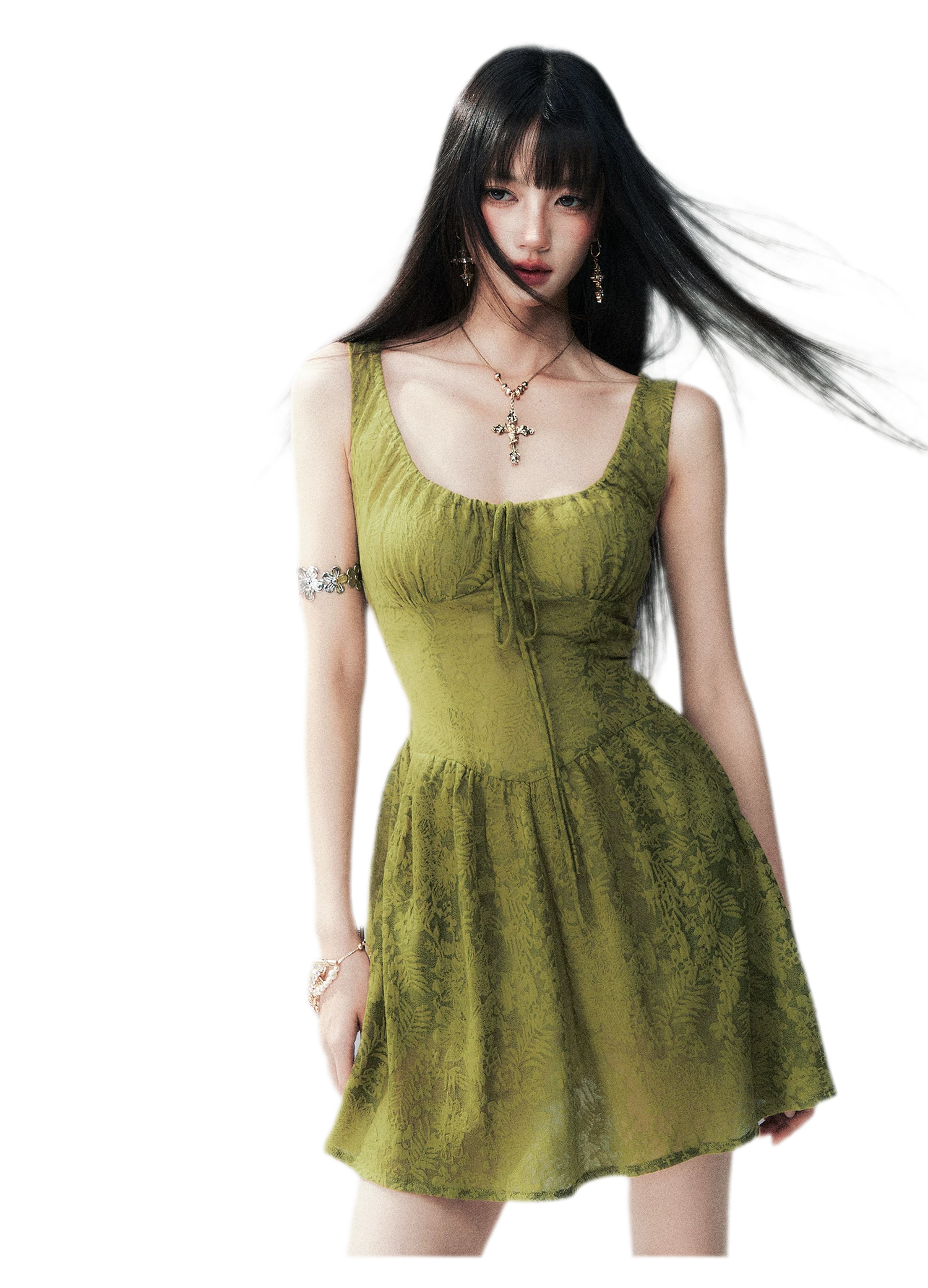 Moss Lace Waist Dress