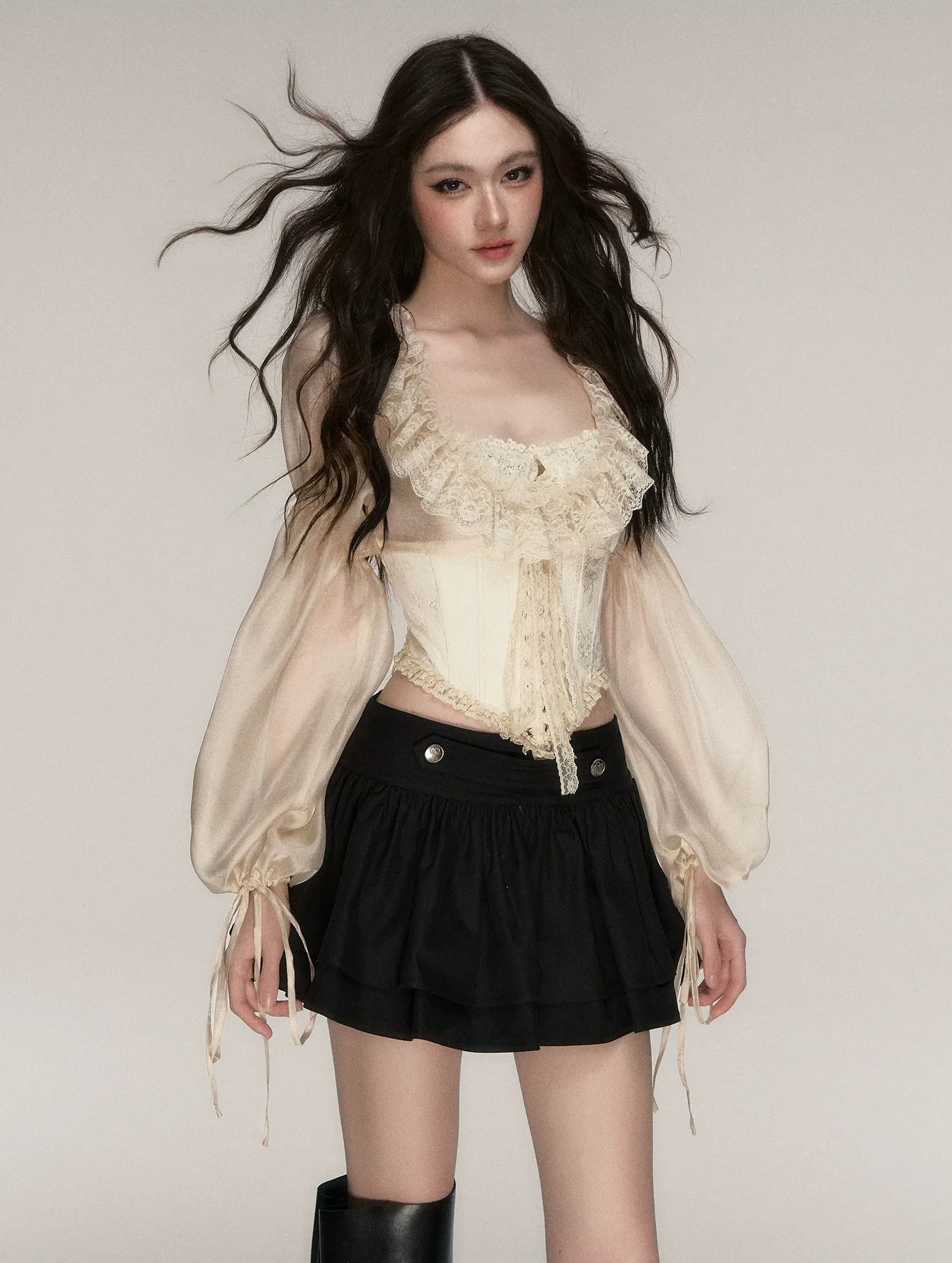 Lace Jacquard Corset Top