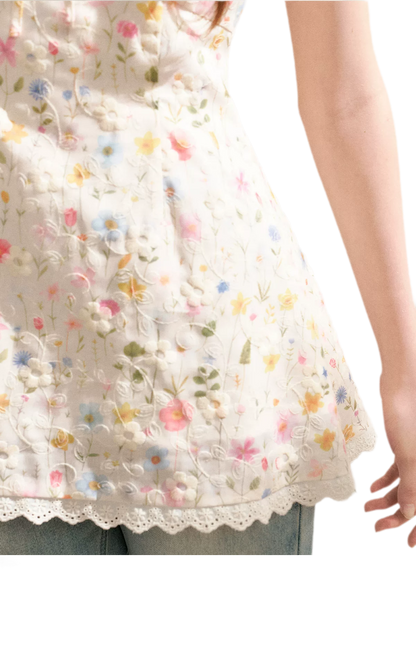 Dreamy Garden Embroidered Halter Top