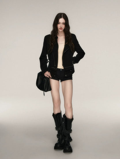 Metal Zip Cropped Hoodie