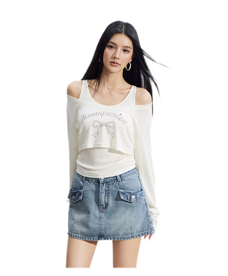 Bow Rhinestone T-Shirt Set
