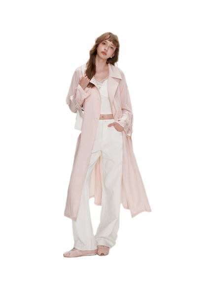 Lightweight Oversized Tie-Waist Trench Coat