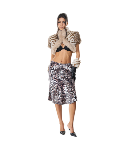 Animal Print Cropped Faux-Fur Jacket