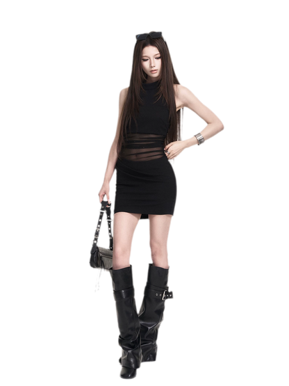 Halter Mesh Bodycon Dress
