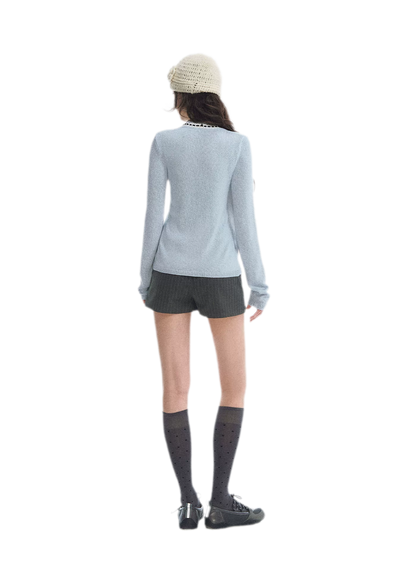 Fine Knit Contrast Trim Cardigan