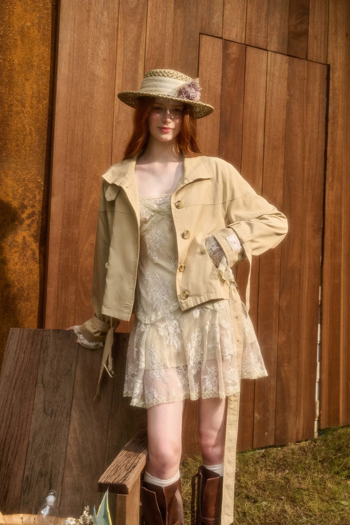 Woven Cropped Trench Jacket