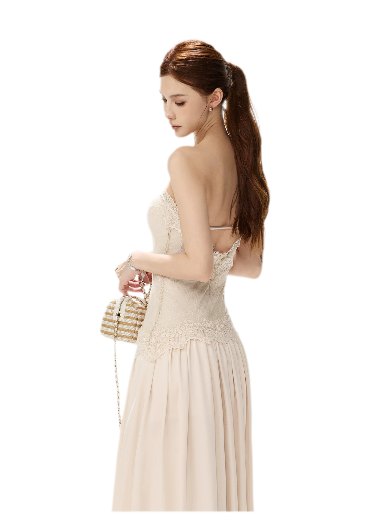 Lace Backless Satin Dress