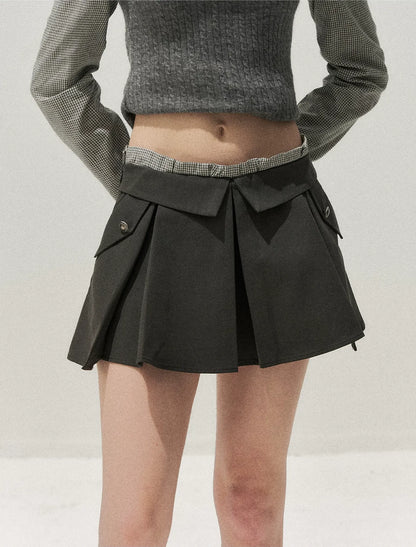Lyocell Cotton Pleated Mini Skirt