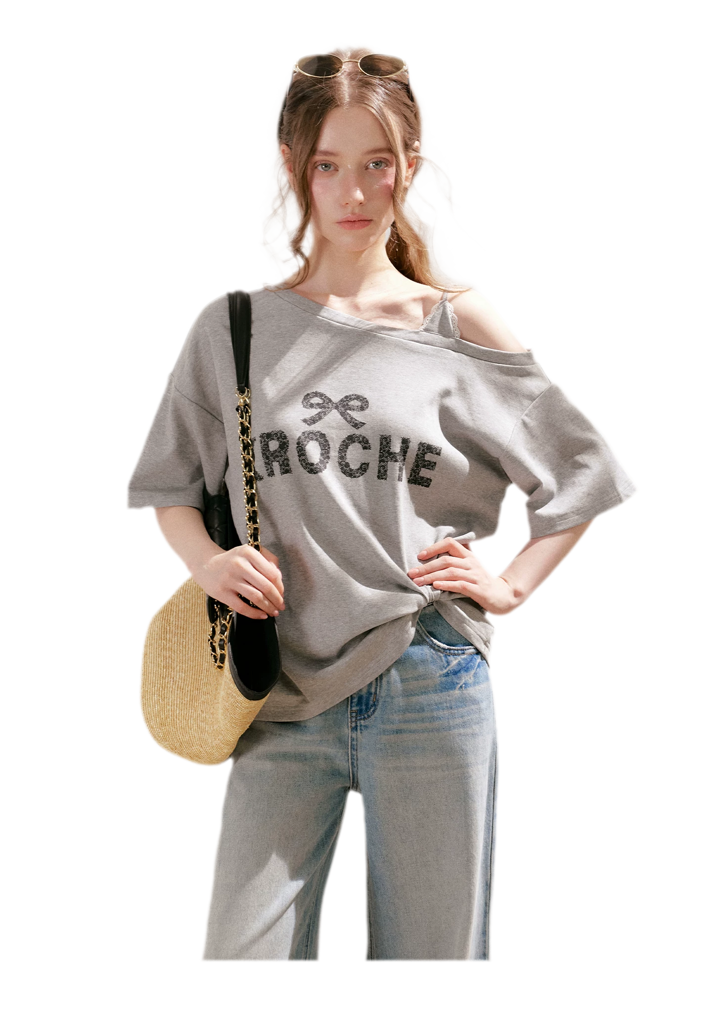 Off-Shoulder Logo T-Shirt