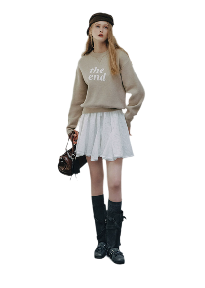 Jacquard Cropped Crewneck Sweater