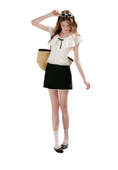 Lace Trim A-Line Mini Skirt