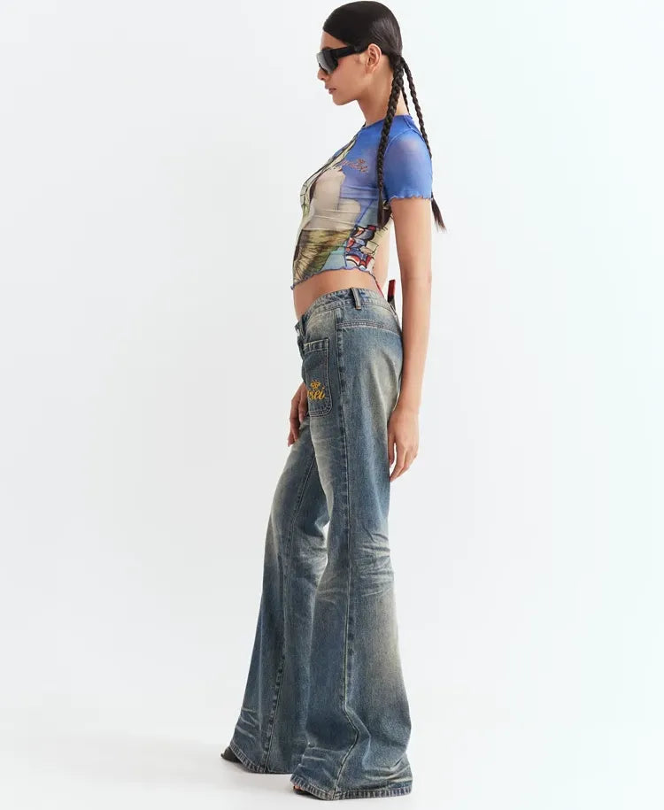 Mesh Ruffle Fit Tee