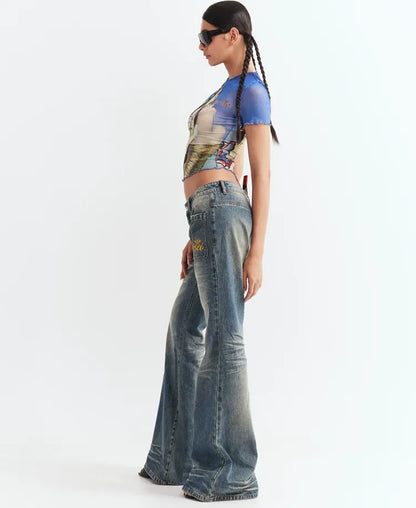 Mesh Ruffle Fit Tee