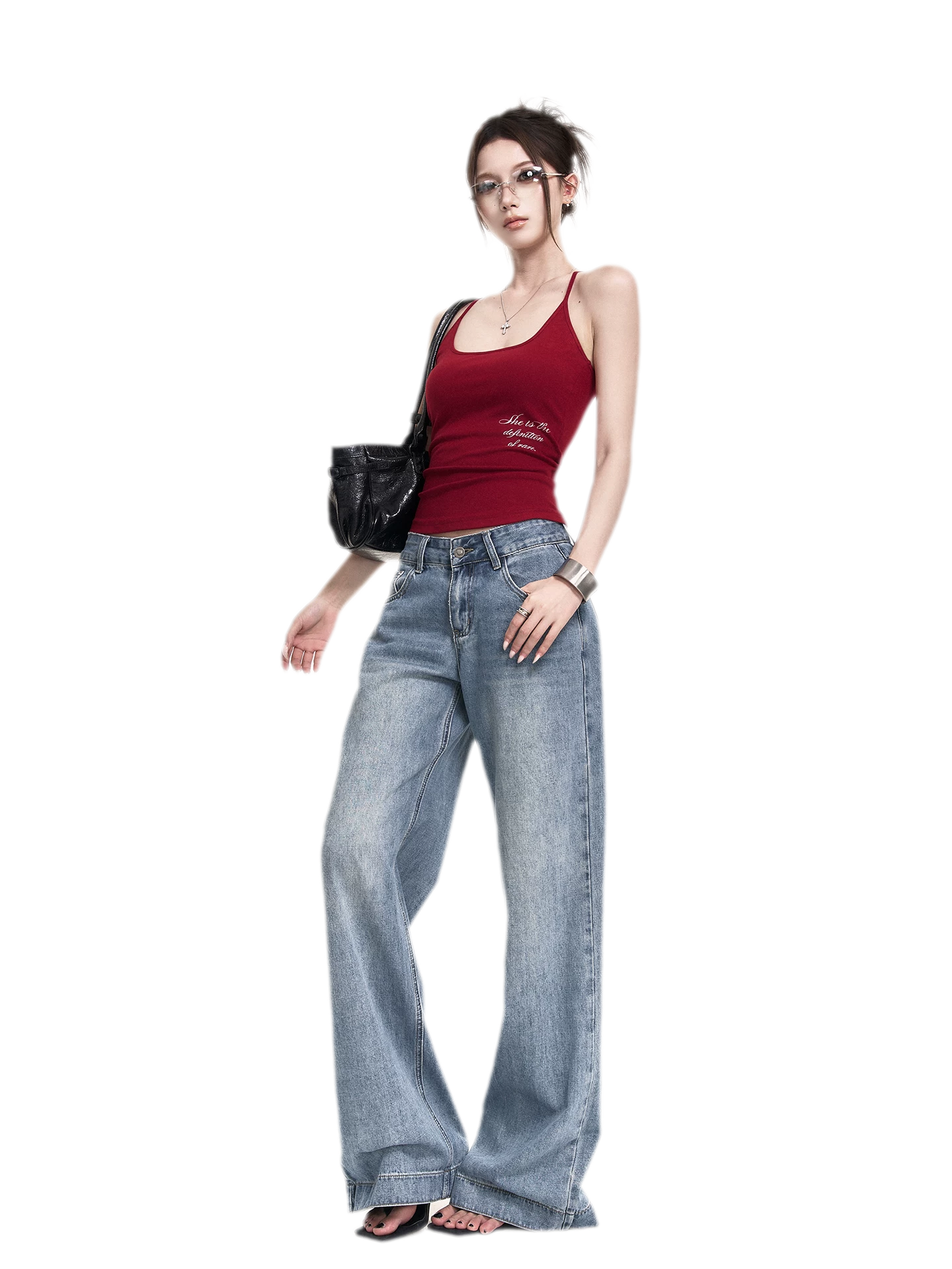 Vintage Wash Straight Jeans