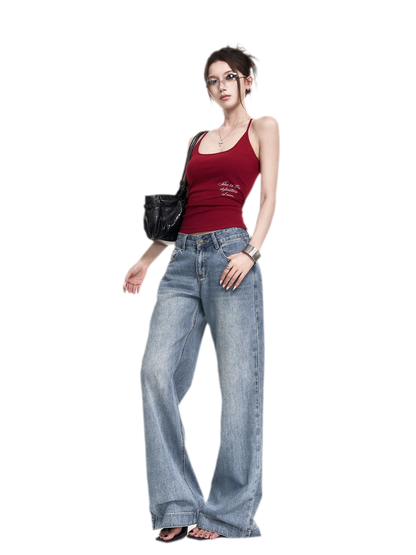 Vintage Wash Straight Jeans