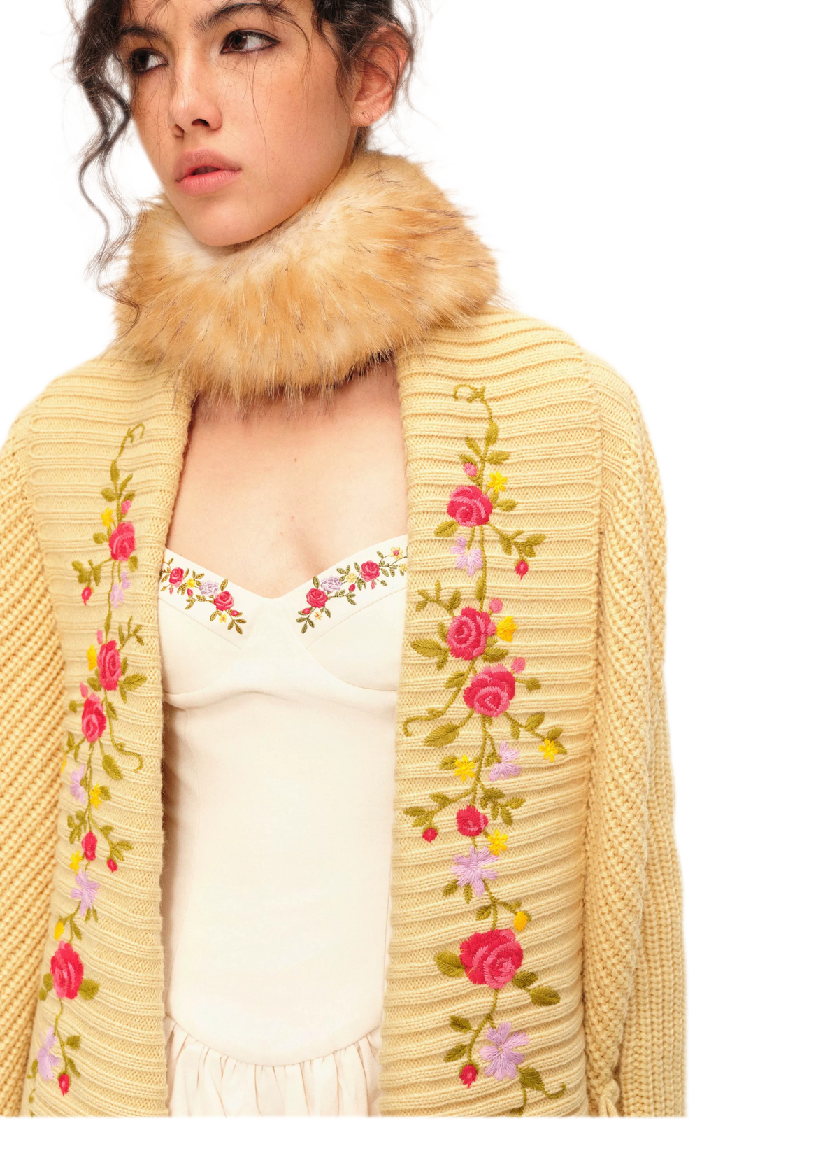 Bộ cardigan dệt kim thêu