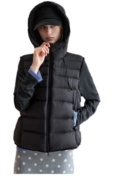 Cropped Hooded Duck-Down Vest