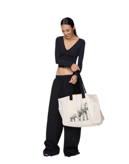 Canvas Elephant Tote Bag